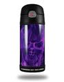 Skin Decal Wrap for Thermos Funtainer 12oz Bottle Flaming Fire Skull Purple (BOTTLE NOT INCLUDED)