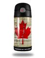 Skin Decal Wrap for Thermos Funtainer 12oz Bottle Painted Faded and Cracked Canadian Canada Flag (BOTTLE NOT INCLUDED)