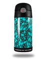 Skin Decal Wrap for Thermos Funtainer 12oz Bottle Scattered Skulls Neon Teal (BOTTLE NOT INCLUDED)