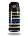 Skin Decal Wrap for Thermos Funtainer 12oz Bottle Painted Faded Cracked Blue Line Stripe USA American Flag (BOTTLE NOT INCLUDED)
