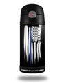Skin Decal Wrap for Thermos Funtainer 12oz Bottle Brushed USA American Flag Blue Line (BOTTLE NOT INCLUDED)