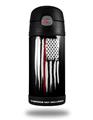 Skin Decal Wrap for Thermos Funtainer 12oz Bottle Brushed USA American Flag Red Line (BOTTLE NOT INCLUDED)