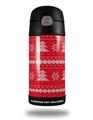 Skin Decal Wrap for Thermos Funtainer 12oz Bottle Ugly Holiday Christmas Sweater - Christmas Trees Red 01 (BOTTLE NOT INCLUDED)