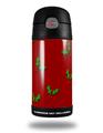 Skin Decal Wrap for Thermos Funtainer 12oz Bottle Christmas Holly Leaves on Red (BOTTLE NOT INCLUDED)