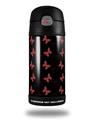 Skin Decal Wrap for Thermos Funtainer 12oz Bottle Pastel Butterflies Red on Black (BOTTLE NOT INCLUDED)