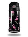 Skin Decal Wrap for Thermos Funtainer 12oz Bottle Flamingos on Black (BOTTLE NOT INCLUDED)