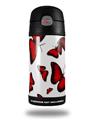 Skin Decal Wrap for Thermos Funtainer 12oz Bottle Butterflies Red (BOTTLE NOT INCLUDED)