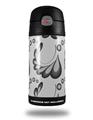 Skin Decal Wrap for Thermos Funtainer 12oz Bottle Petals Gray (BOTTLE NOT INCLUDED)