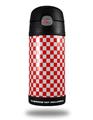 Skin Decal Wrap for Thermos Funtainer 12oz Bottle Checkered Canvas Red and White (BOTTLE NOT INCLUDED)