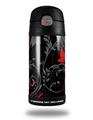 Skin Decal Wrap for Thermos Funtainer 12oz Bottle Twisted Garden Gray and Red (BOTTLE NOT INCLUDED)