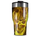 WraptorSkinz Skin Wrap compatible with 2017 and newer RTIC Tumblers 30oz Flaming Fire Skull Yellow (TUMBLER NOT INCLUDED)