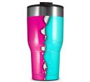 WraptorSkinz Skin Wrap compatible with 2017 and newer RTIC Tumblers 30oz Ripped Colors Hot Pink Neon Teal (TUMBLER NOT INCLUDED)