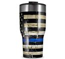 WraptorSkinz Skin Wrap compatible with 2017 and newer RTIC Tumblers 30oz Painted Faded Cracked Blue Line Stripe USA American Flag (TUMBLER NOT INCLUDED)