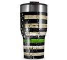 WraptorSkinz Skin Wrap compatible with 2017 and newer RTIC Tumblers 30oz Painted Faded and Cracked Green Line USA American Flag (TUMBLER NOT INCLUDED)