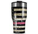WraptorSkinz Skin Wrap compatible with 2017 and newer RTIC Tumblers 30oz Painted Faded and Cracked Pink Line USA American Flag (TUMBLER NOT INCLUDED)