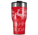 WraptorSkinz Skin Wrap compatible with 2017 and newer RTIC Tumblers 30oz Ugly Holiday Christmas Sweater - Happy Holidays Sweater Red 01 (TUMBLER NOT INCLUDED)