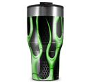 WraptorSkinz Skin Wrap compatible with 2017 and newer RTIC Tumblers 30oz Metal Flames Green (TUMBLER NOT INCLUDED)