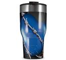 WraptorSkinz Skin Wrap compatible with 2017 and newer RTIC Tumblers 30oz Barbwire Heart Blue (TUMBLER NOT INCLUDED)