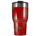 WraptorSkinz Skin Wrap compatible with 2017 and newer RTIC Tumblers 30oz Christmas Holly Leaves on Red (TUMBLER NOT INCLUDED)