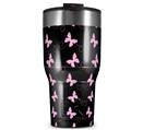 WraptorSkinz Skin Wrap compatible with 2017 and newer RTIC Tumblers 30oz Pastel Butterflies Pink on Black (TUMBLER NOT INCLUDED)