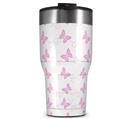 WraptorSkinz Skin Wrap compatible with 2017 and newer RTIC Tumblers 30oz Pastel Butterflies Pink on White (TUMBLER NOT INCLUDED)