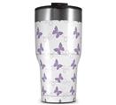 WraptorSkinz Skin Wrap compatible with 2017 and newer RTIC Tumblers 30oz Pastel Butterflies Purple on White (TUMBLER NOT INCLUDED)