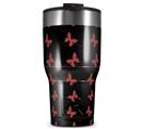 WraptorSkinz Skin Wrap compatible with 2017 and newer RTIC Tumblers 30oz Pastel Butterflies Red on Black (TUMBLER NOT INCLUDED)