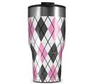 WraptorSkinz Skin Wrap compatible with 2017 and newer RTIC Tumblers 30oz Argyle Pink and Gray (TUMBLER NOT INCLUDED)