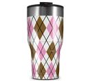 WraptorSkinz Skin Wrap compatible with 2017 and newer RTIC Tumblers 30oz Argyle Pink and Brown (TUMBLER NOT INCLUDED)