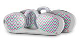 Decal Style Vinyl Skin Wrap 2 Pack for Nooz Glasses Rectangle Case Zig Zag Teal Green and Pink  (NOOZ NOT INCLUDED)