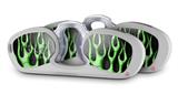Decal Style Vinyl Skin Wrap 2 Pack for Nooz Glasses Rectangle Case Metal Flames Green  (NOOZ NOT INCLUDED)
