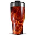 Skin Wrap Decal for 2017 RTIC Tumblers 40oz Flaming Fire Skull Orange (TUMBLER NOT INCLUDED)