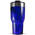 Skin Wrap Decal for 2017 RTIC Tumblers 40oz Flaming Fire Skull Blue (TUMBLER NOT INCLUDED)