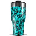 Skin Wrap Decal for 2017 RTIC Tumblers 40oz Scattered Skulls Neon Teal (TUMBLER NOT INCLUDED)
