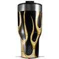 Skin Wrap Decal for 2017 RTIC Tumblers 40oz Metal Flames Yellow (TUMBLER NOT INCLUDED)