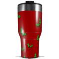 Skin Wrap Decal for 2017 RTIC Tumblers 40oz Christmas Holly Leaves on Red (TUMBLER NOT INCLUDED)