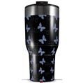 Skin Wrap Decal for 2017 RTIC Tumblers 40oz Pastel Butterflies Blue on Black (TUMBLER NOT INCLUDED)