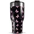 Skin Wrap Decal for 2017 RTIC Tumblers 40oz Pastel Butterflies Pink on Black (TUMBLER NOT INCLUDED)