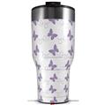 Skin Wrap Decal for 2017 RTIC Tumblers 40oz Pastel Butterflies Purple on White (TUMBLER NOT INCLUDED)
