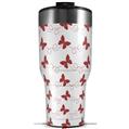 Skin Wrap Decal for 2017 RTIC Tumblers 40oz Pastel Butterflies Red on White (TUMBLER NOT INCLUDED)