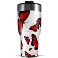 Skin Wrap Decal for 2017 RTIC Tumblers 40oz Butterflies Red (TUMBLER NOT INCLUDED)