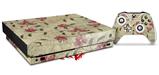 Skin Wrap compatible with XBOX One X Console and Controller Flowers and Berries Red
