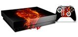 Skin Wrap compatible with XBOX One X Console and Controller Flaming Fire Skull Orange