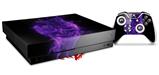Skin Wrap compatible with XBOX One X Console and Controller Flaming Fire Skull Purple