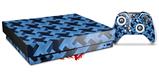 Skin Wrap compatible with XBOX One X Console and Controller Retro Houndstooth Blue