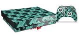 Skin Wrap compatible with XBOX One X Console and Controller Retro Houndstooth Seafoam Green