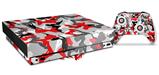 Skin Wrap compatible with XBOX One X Console and Controller Sexy Girl Silhouette Camo Red