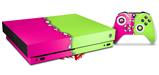 Skin Wrap compatible with XBOX One X Console and Controller Ripped Colors Hot Pink Neon Green