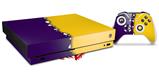 Skin Wrap compatible with XBOX One X Console and Controller Ripped Colors Purple Yellow