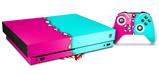 Skin Wrap compatible with XBOX One X Console and Controller Ripped Colors Hot Pink Neon Teal